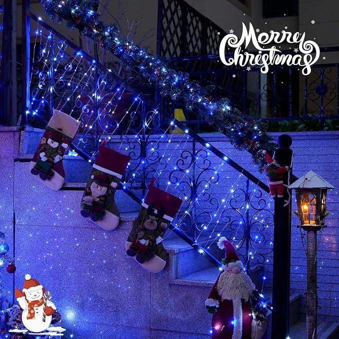 JMEXSUSS 2 Pack Blue and White Solar Christmas Lights, Each 33FT 100 LED Solar - Image 6