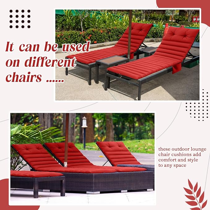 Kigley Outdoor Lounge Chair Cushions Set of 2, 72.8 x 24 x 2.3 Inch Patio - Image 6
