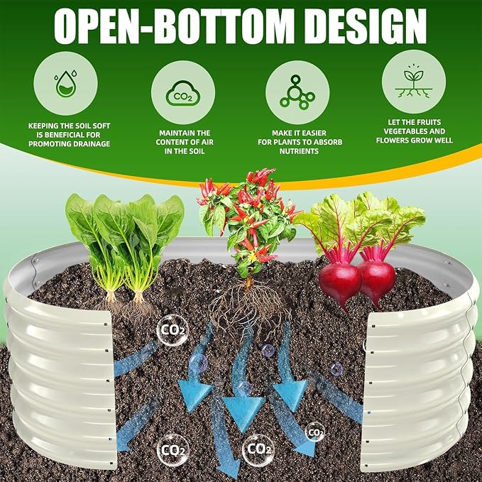 17" Tall Elevated Oval Metal Raised Garden Bed - 4ft x 2ft in Size and 0.8MM - Image 2
