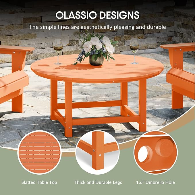 WestinTrends Malibu Low Outdoor HDPE Round Patio Coffee Table - Image 8