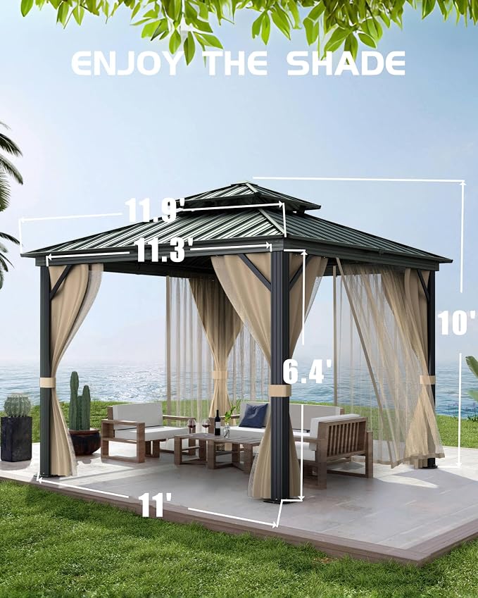 GarveeLife Hardtop Gazebo 12 ft x12 ft - Image 3