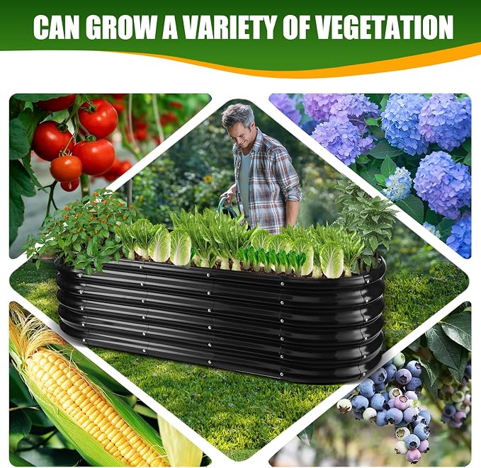 17" Tall Elevated Oval Metal Raised Garden Bed - 5ft x 2ft in Size and 0.8MM - Image 5