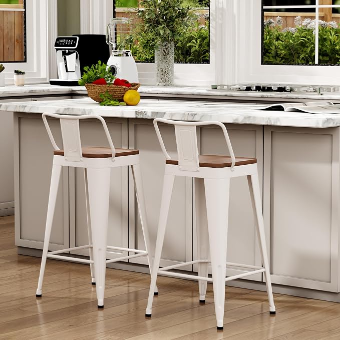WENTMENT Metal Bar Stools Set of 2 Counter Height Barstools - Image 4