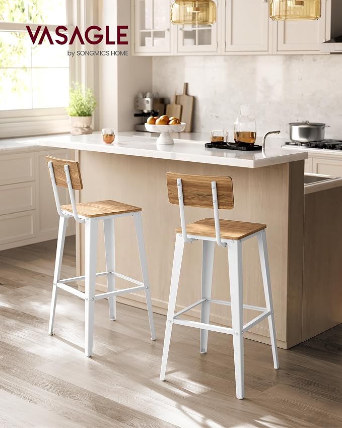 VASAGLE Set of 4 Bar Stools, Bar Height Stools, 29.1 Inches Tall Barstools - Image 3
