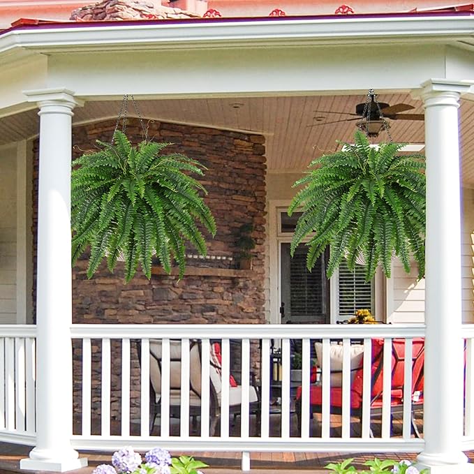 Artificial Boston Fern Bush- Set of 2 Large Artificial Ferns - Image 6