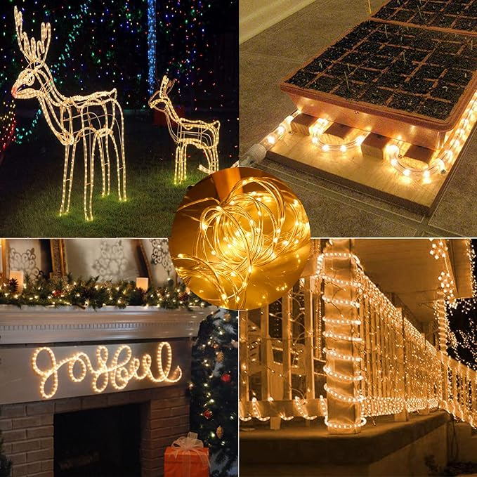 Solar Rope Lights Outdoor Waterproof, 33FT 100LED Outdoor String Lights Clear - Image 7