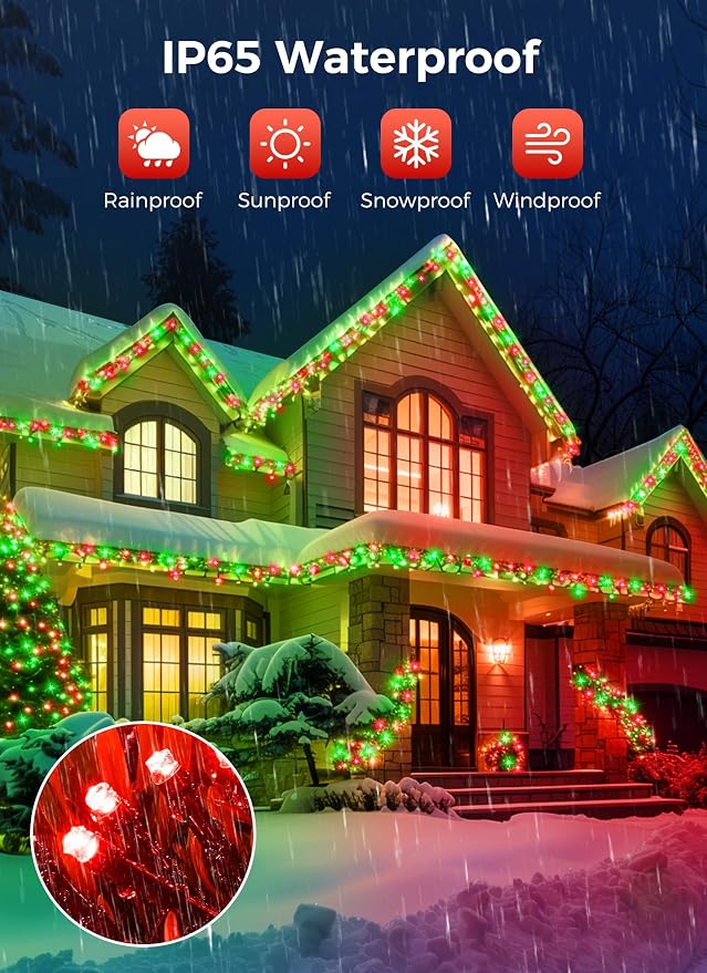Minetom Solar Christmas Lights Outdoor Waterproof, 2 Pack Total 80FT 200 LED - Image 5