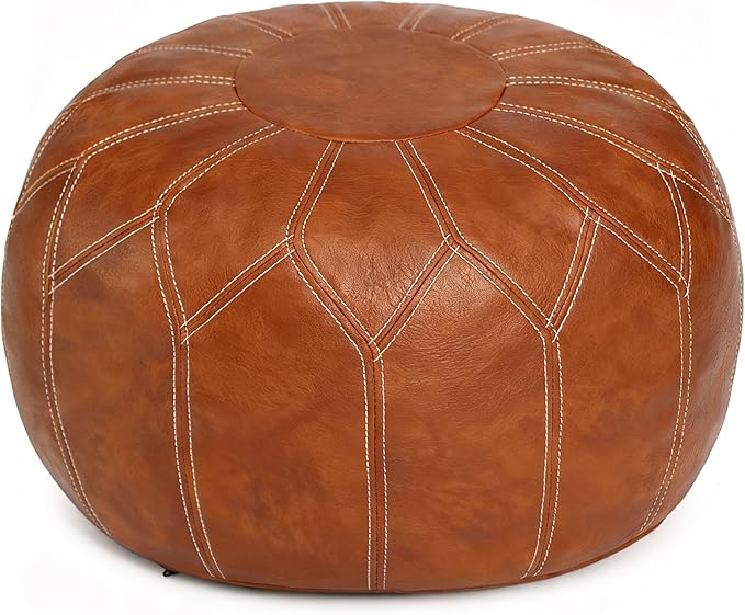 Thgonwid Unstuffed Moroccan Faux Leather Pouf Ottoman by Thgonwid