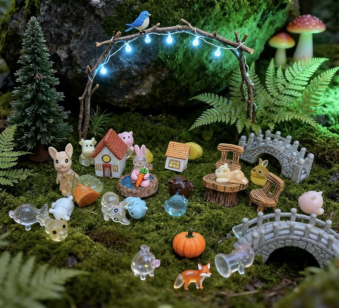 67-Piece Glittery Mushroom Fairy Garden Kit - Image 4