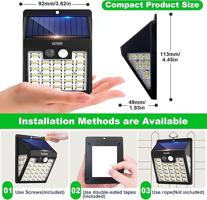 Solar Lights Outdoor, 72 LED Motion Sensor Wall Light, IP65 Waterproof and 3 - Image 8