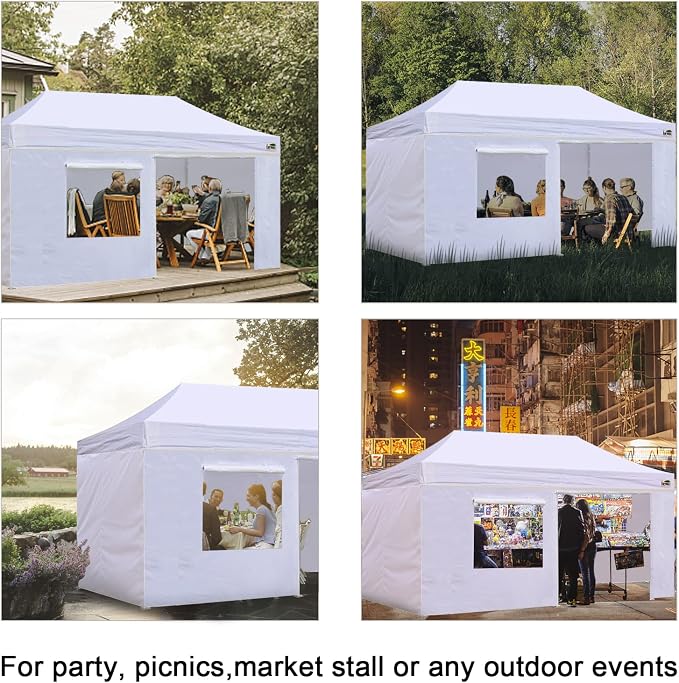 Eurmax USA Full Zippered Walls for 10 x 20 Easy Pop Up Canopy Tent, Enclosure - Image 7