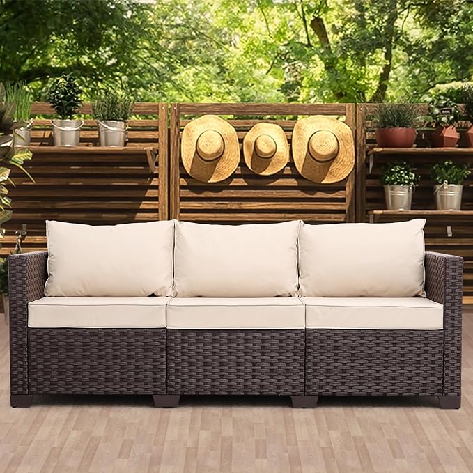 Patio Furniture 3-seat Sofa Wicker Outdoor Furniture Outdoor Couch Deep Seat by Unknown