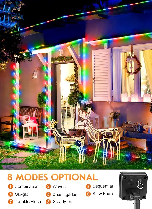 Brightown Solar Rope Lights, 39FT 100LED IP65 Waterproof Outdoor Solar String - Image 4