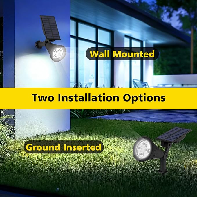T-SUN Solar Spotlights, 4 LED Solar Powered Landscape Spotlights Waterproof - Image 6
