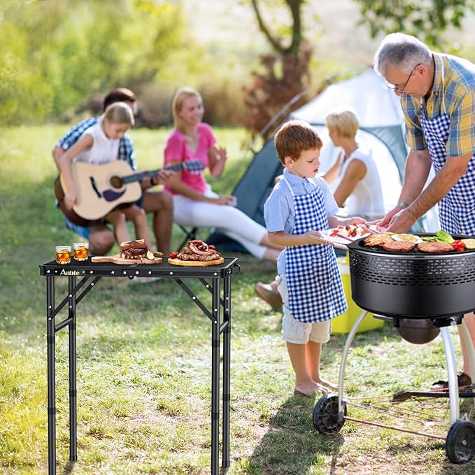 Anbte Folding Grill Table, Aluminum Camping Table Adjustable Height Max 27.5" - Image 2