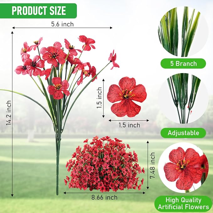 60 Pack Artificial Flowers for Outdoor Indoor Fake Plants, Faux Silk Flowers - Image 4