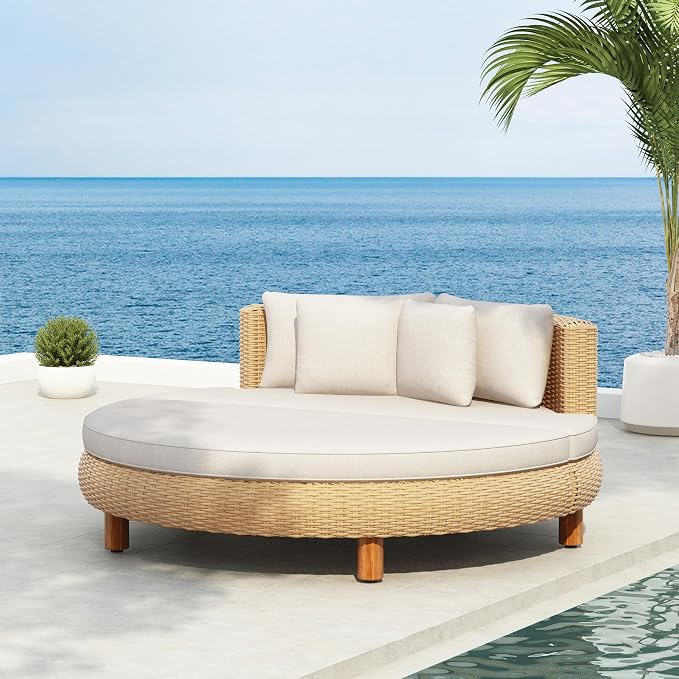 Scott Living Jennie Outdoor Round Wicker Daybed by ScottLivingbyDrewJonathan