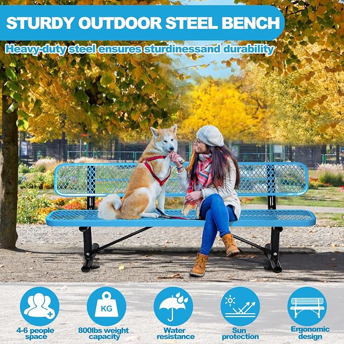 8FT/96INCH Heavy Duty Metal Park Bench - Image 6