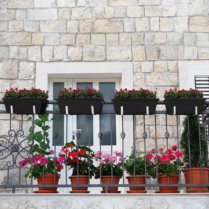 smusei Railing Planter Box 4 Pack Window Boxes Planters - Image 3