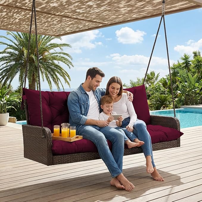 Waterproof Porch Swing Cushion Replacement, Thick 4" 2–3 Seat Outdoor Swing - Image 2