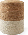 Casafield Hand-Braided Jute Pouf Ottoman Footrest, Natural Boho Home Decor by Casafield
