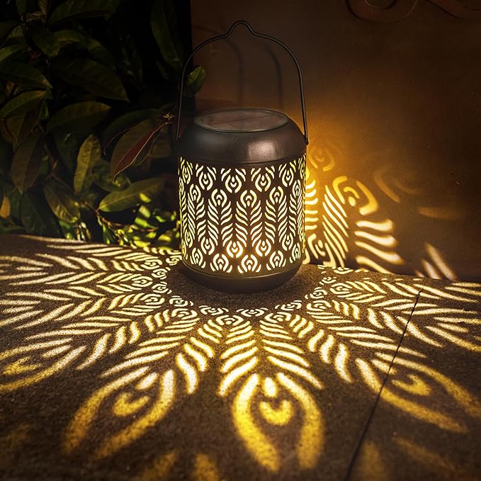 LeiDrail Solar Lantern Outdoor Hanging Lanterns Garden Metal Decorative Light - Image 8
