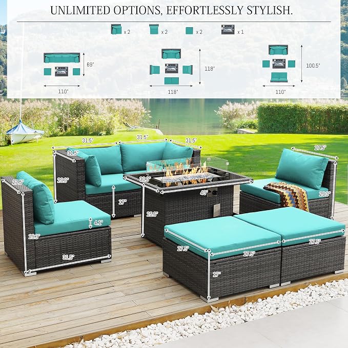 BULEXYARD 7 Piece High Back Outdoor Sectional Set - Image 2
