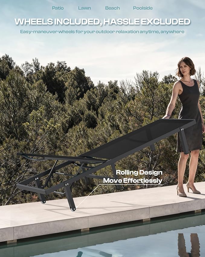 Pool Lounge Chairs Set of 3，Outdoor Lounge Chairs - Image 4
