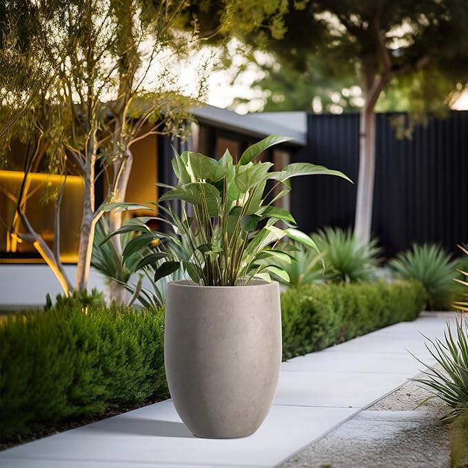 Kante 21.7 Inch Tall Concrete Planter, Large Indoor Outdoor Plant Pot - Image 4