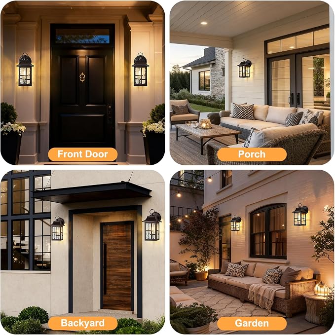 OKELI 2-Pack Dusk to Dawn Exterior Lighting Fixture, Farmhouse Outdoor Wall - Image 7