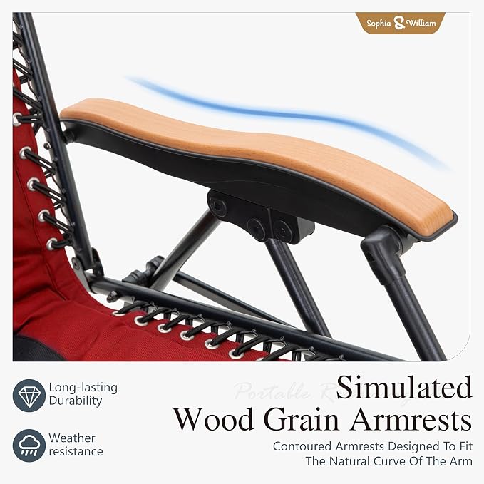 Sophia & William Oversized XXL Zero Gravity Chair, Padded Recliner Outdoor - Image 7