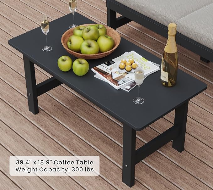 5-Piece Patio Conversation Sets, Weatherproof HDPE Sectional Furniture Set - Image 8