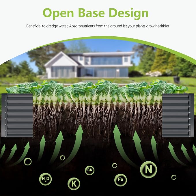 8x2x2FT Galvanized Raised Garden Bed, Galvanized Planter Boxes Outdoor - Image 2