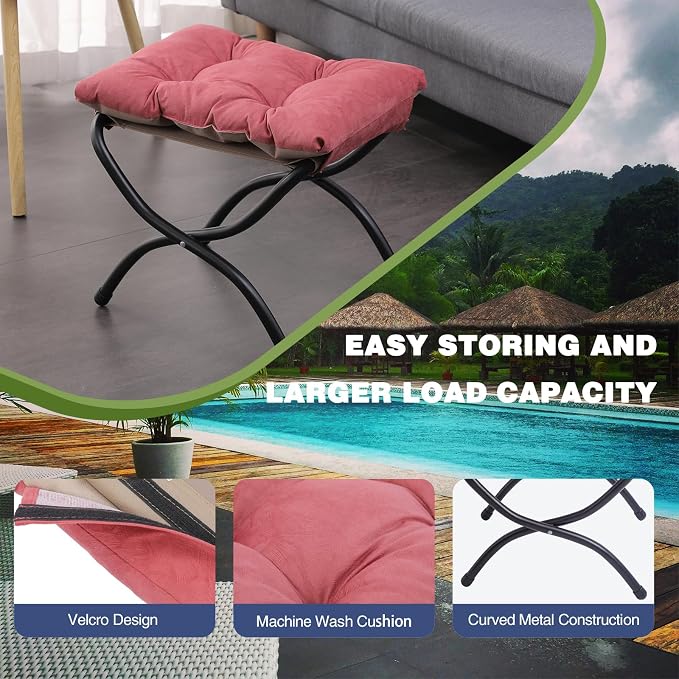 15" Foldable Foot Stool Ottoman - Image 3