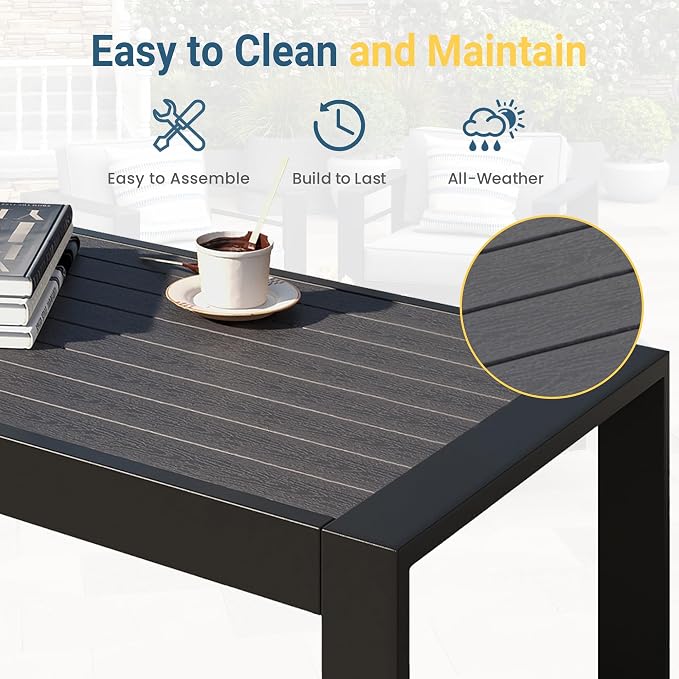 Wisteria Lane Aluminum Outdoor Furniture Patio Coffee Table, All-Weather - Image 6