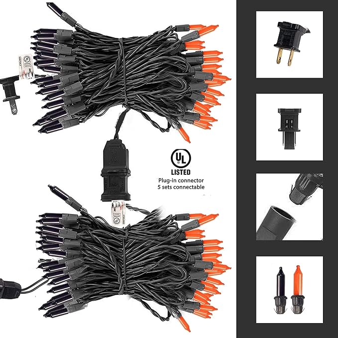 TW SHINE Purple and Orange Halloween Lights, 20FT 100 Count Incandescent Mini - Image 3