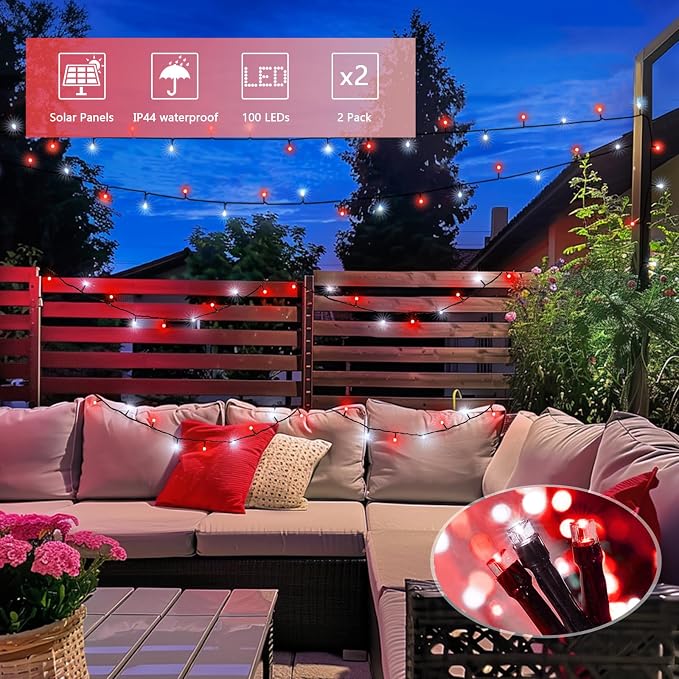 JMEXSUSS 2 Pack Solar String Lights Outdoor Waterproof, Total 66 FT 200 LED - Image 7