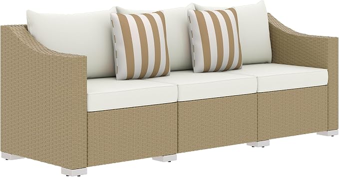 Outsunny 3 Seater Patio Sofa, Wicker Sofa by Outsunny