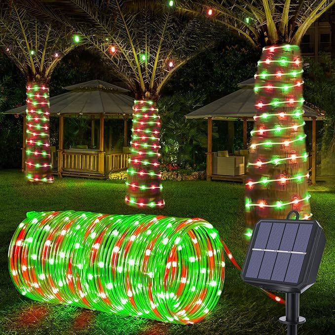 Solar Rope Lights, 66ft 200LED Solar String Lights, 8 Modes Waterproof Solar by Jnaurb