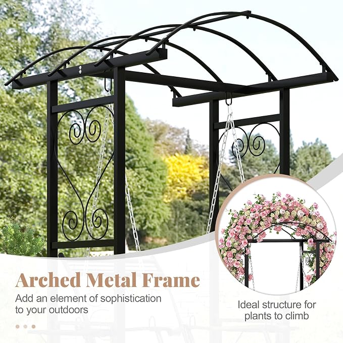 Tangkula Porch Swing with Stand, Outdoor Patio Swing with Heavy-Duty Metal Frame - Image 6