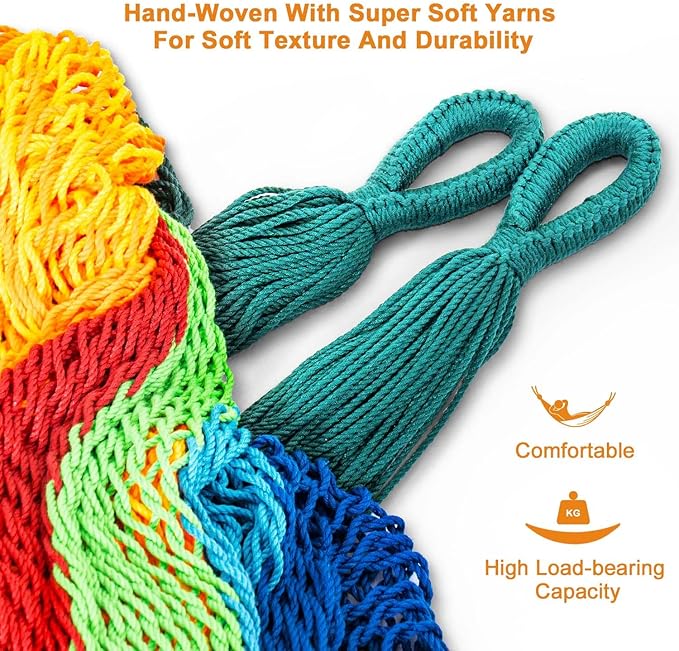 Lazy Daze Hammocks Handwoven Mayan Hammock, 10.5 FT Soft Rope Double Hammocks - Image 3