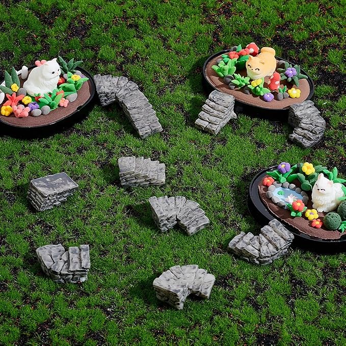 PLIGREAT 20 Pcs Miniature Stone Steps, Mini Garden Figurines Fairy Garden - Image 2
