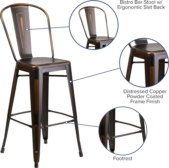 EMMA + OLIVER Commercial Grade 30" H Distressed Copper Metal Indoor-Outdoor - Image 4