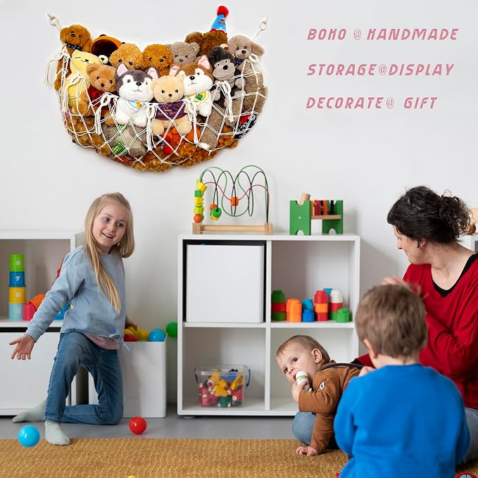 Stuffy Animal Net for Stuffed Animals Storage Hammock Macrame Stuffed Animal - Image 3