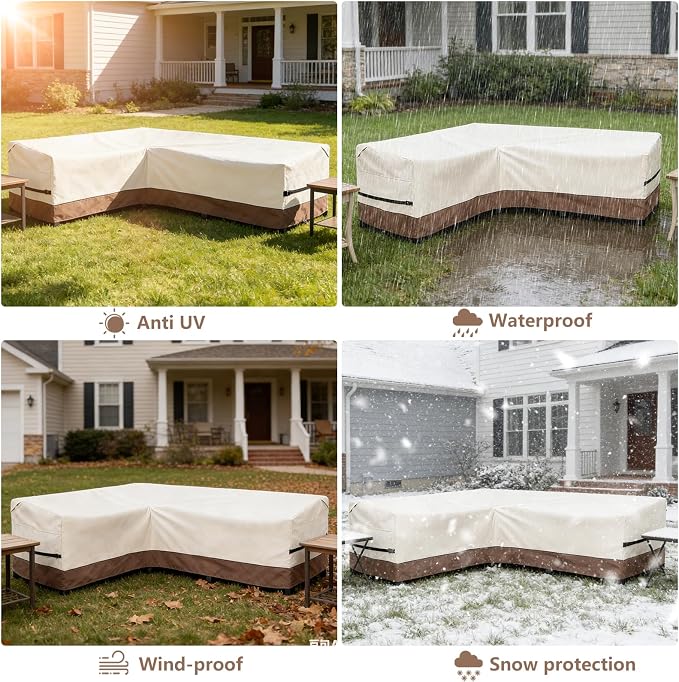 okcool Outdoor Sectional Sofa Cover Waterproof-L-Shaped Patio Furniture Covers - Image 8