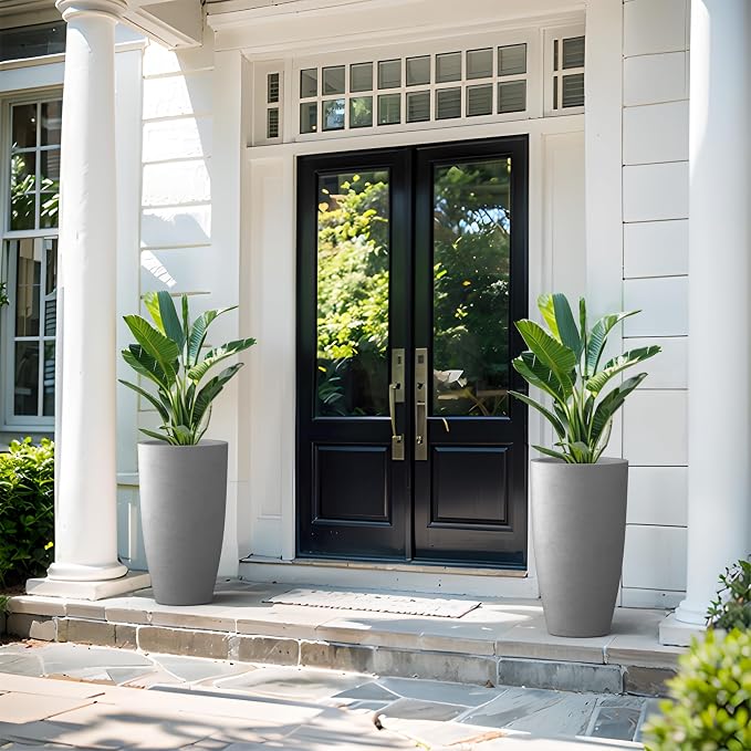 Kante 23.6" H Natural Concrete Tall Planters, Large Outdoor Indoor Decorative - Image 5
