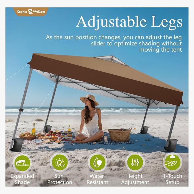 Sophia & William Canopy Tent Pop Up 10x10 ft, One Person Push Set Up Tent - Image 8