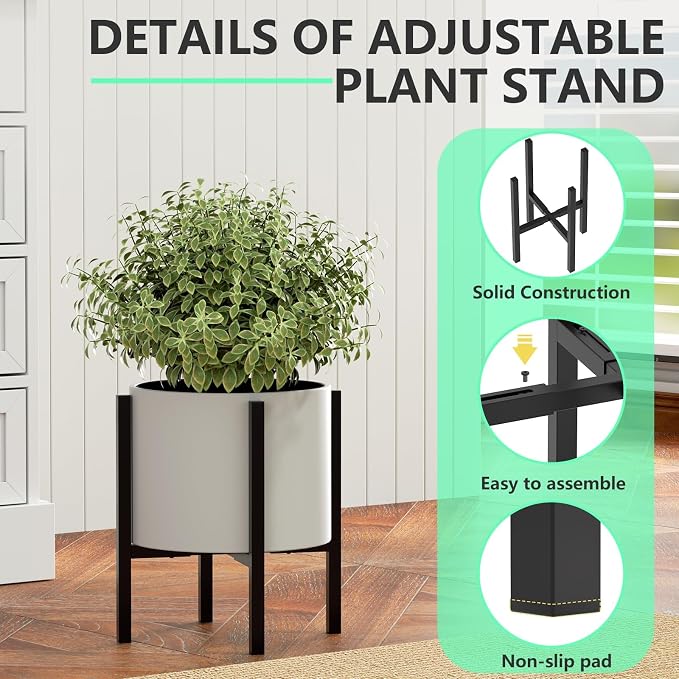 Urban Deco Adjustable Metal Plant Stand Outdoor & Indoor Planter - Image 3