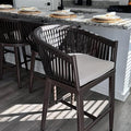 PURPLE LEAF Outdoor Counter Height Bar Stools Set of 2 Patio Metal Modern by PURPLELEAF