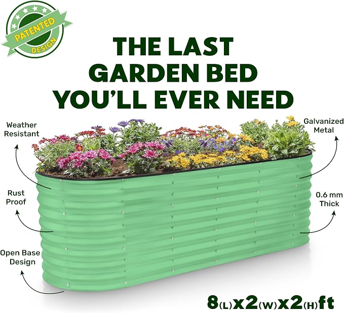 Plant & Plot Galvanized Raised Garden Beds Outdoor // 8×2×2 ft Planter Raised - Image 5